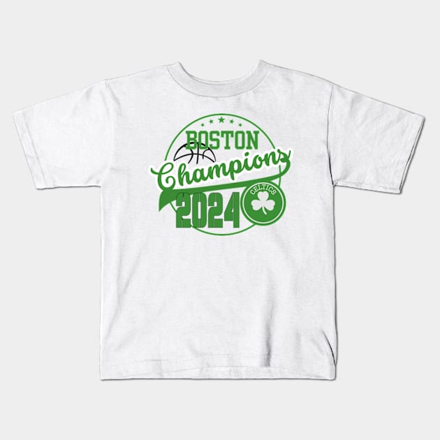 celtics 2024 champions Kids T-Shirt by soft and timeless